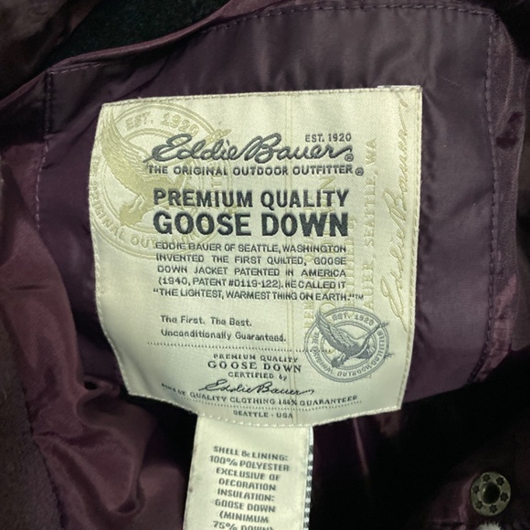 Eddie Bauer Premium  Goose Down Puffer Jacket, Size Medium - Picture 2 of 3